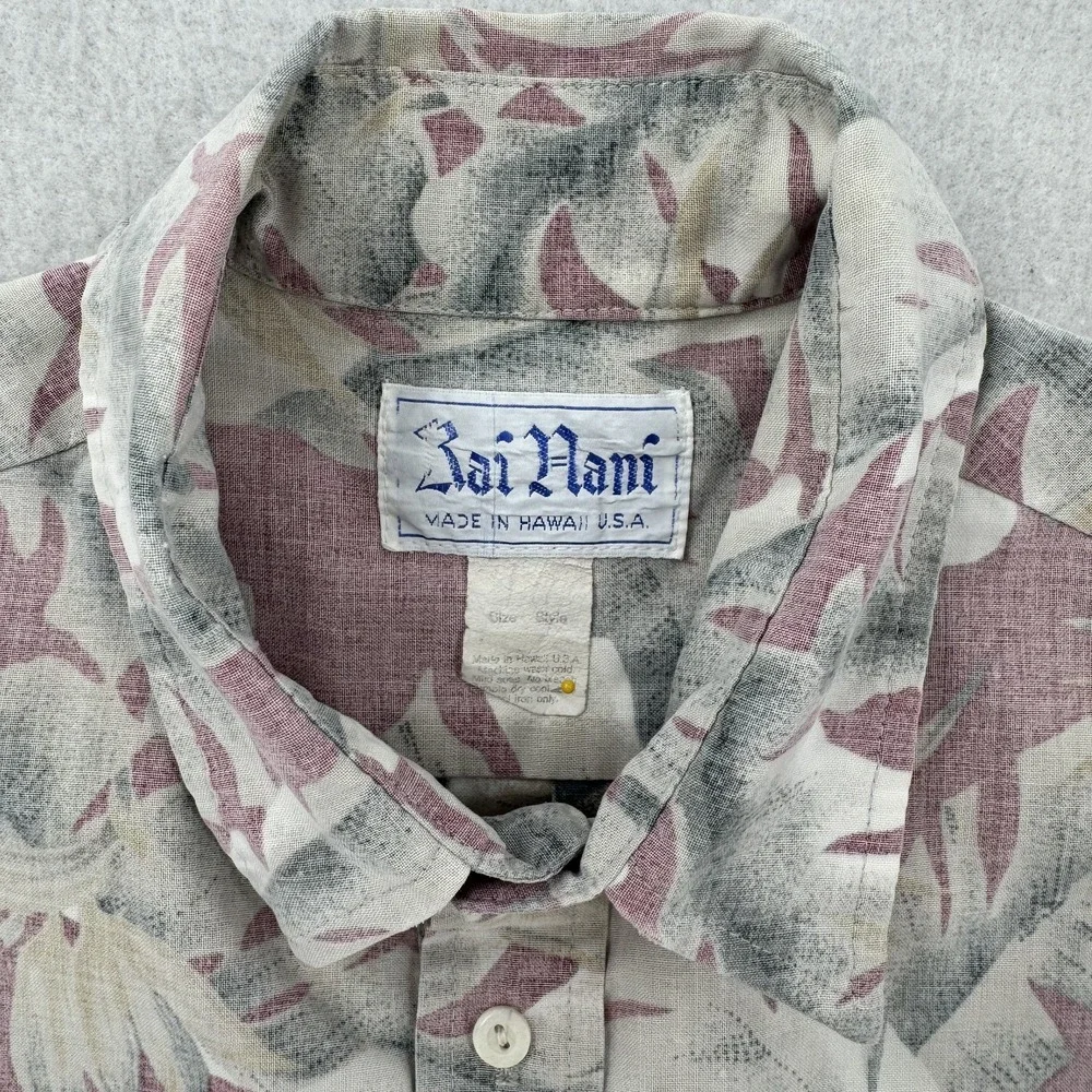Vintage Kai Nani Shirt Mens Large Hawaiian Floral Aloha‎ Made USA 90s